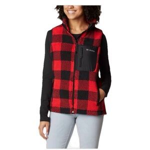 Columbia West Bend Vest Buffalo Plaid Red Black Pockets Size Medium